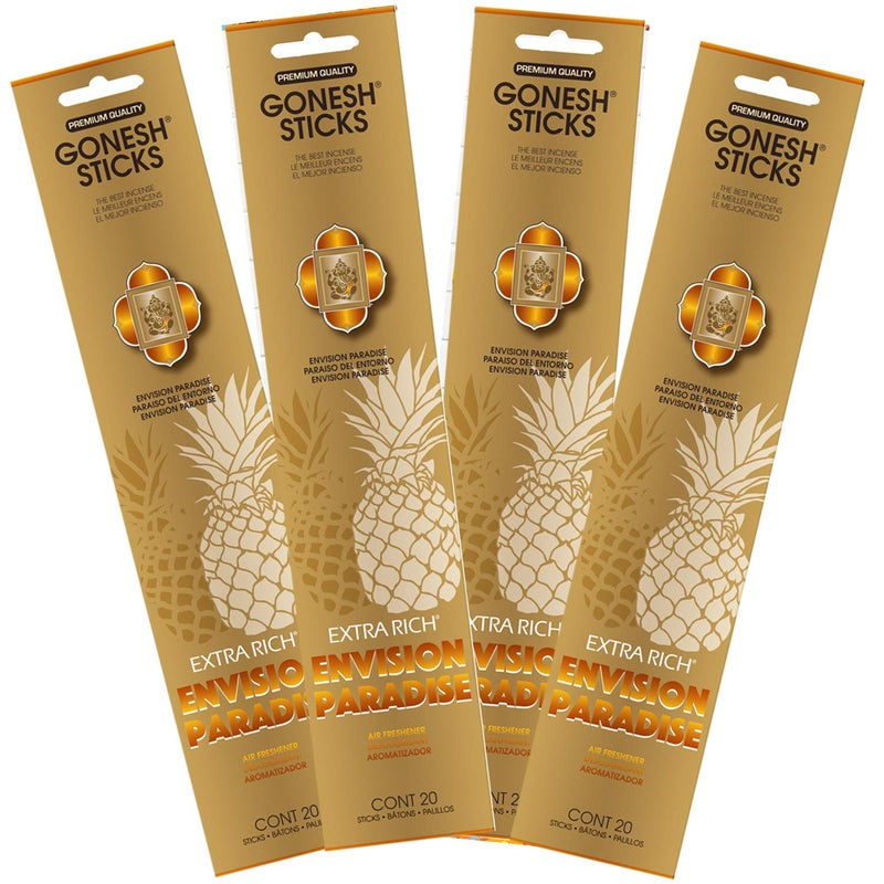 Gonesh - Extra Rich Scented Incense Sticks - Non-Toxic 10â€ Slow Burn Aromatic Sticks - Envision Paradise - 80 Pack